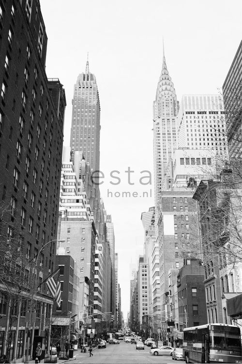 ESTAhome fotobehang New York street view zwart en wit - 186 x 279 cm - 157706 - vtwonen shop