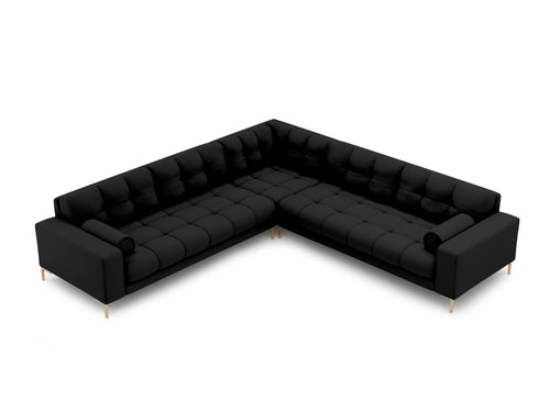 Cosmopolitan Design Symmetrische hoekbank Bali 6-zits, structurele stof, zwart - 256x256x75cm