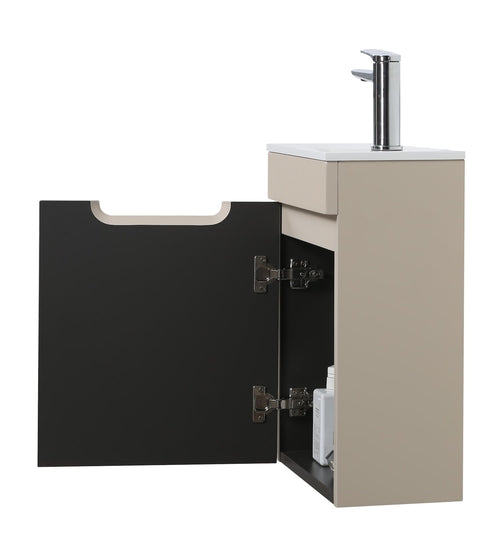 Badplaats Toiletmeubel Thermis 40 x 22 cm – Beige – Fonteinmeubel met Witte Wastafel