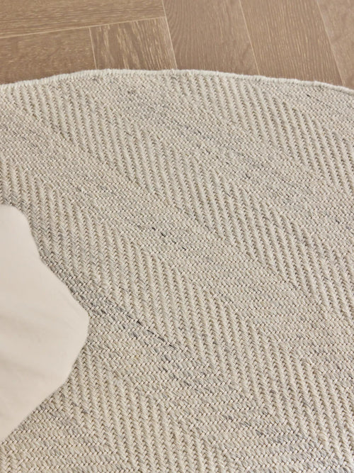 benuta wollen vloerkleed Lars - crème - ø 100 cm