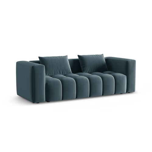 Cosmopolitan Design - Slaapbank met opbergdoos Verona 3-zits, flueel pastelblauw - 98x252x85cm
