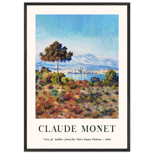 Artfulprints Poster met Lijst Claude Monet - View of Antibes, from the Notre-Dame Plateau   - 70x100 cm - Blauw