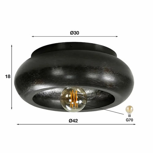 Ylumen plafondlamp Sky - 1 lichts - 42  x 18   cm - zwart