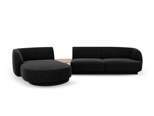 Micadoni linker modulaire bank Miley 3-zits, structurele stof antraciet - 178x303x70cm