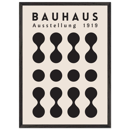Artfulprints Poster met Lijst Bauhaus - Ausstellung 1919   - 50x70 cm - Zwart / Wit
