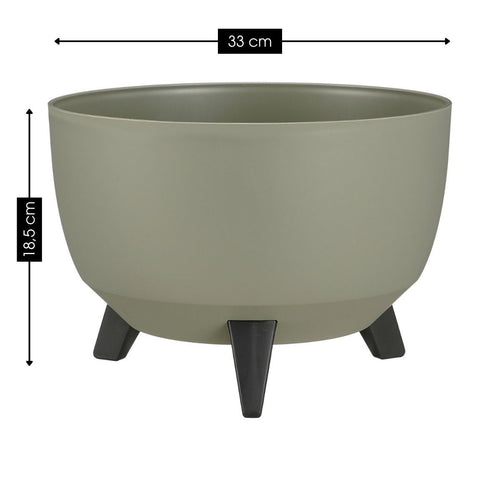 Mica Decorations Doppio Plantenbak op Poten - 18,5 x Ø33 cm - Plantenbakken voor Buiten - Bloembakken voor Balkon - Gerecycled Plastic - Lichtgroen