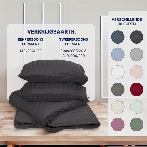 Ten Cate dekbedovertrek - 100% katoensatijn - 140x200/220  - antraciet