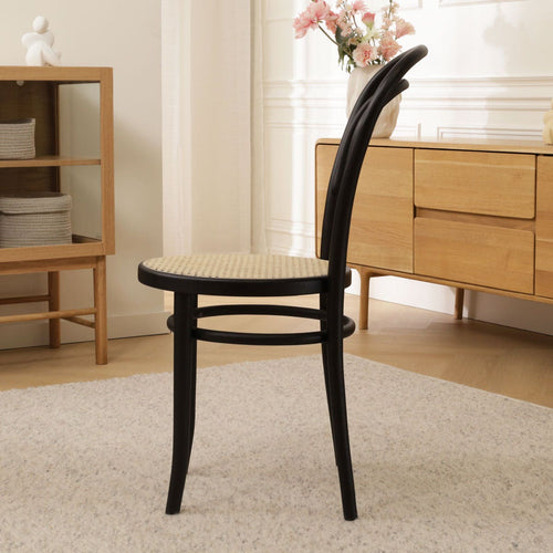 Fameg Vienna Thonet No.14 Houten Bistrostoel Zwart - Rotan Zitting - vtwonen shop