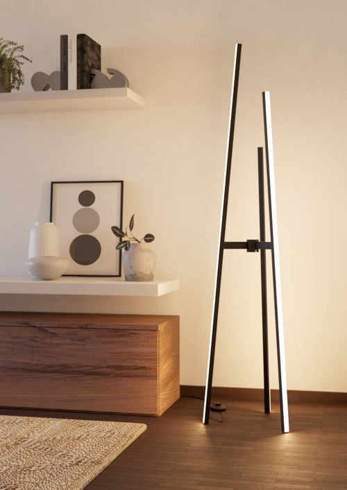 EGLO vloerlamp Mongolana - led - 151 cm - zwart/wit - vtwonen shop