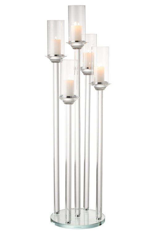 J-Line kaarshouder 5 groot - glas -  transparant