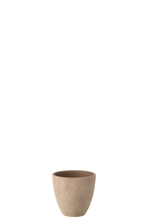 J-Line bloempot Rond - keramiek - beige - small - 2 stuks
