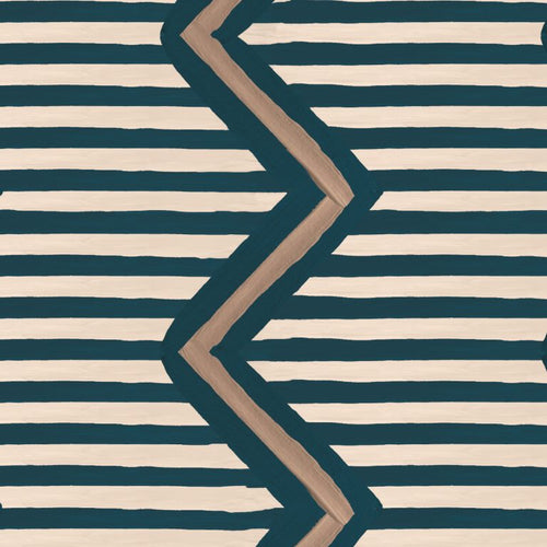 Catchii Behang Ikat Oez Zigzag Blue - vtwonen shop