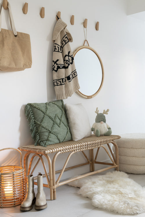 J-Line poef Rond Teddy - polyester - wit - vtwonen shop