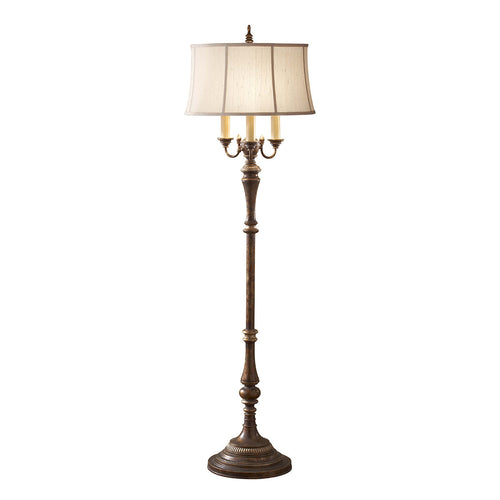 Elstead Gibson - 4 Lichts Vloerlamp Antiek Bruin, E27