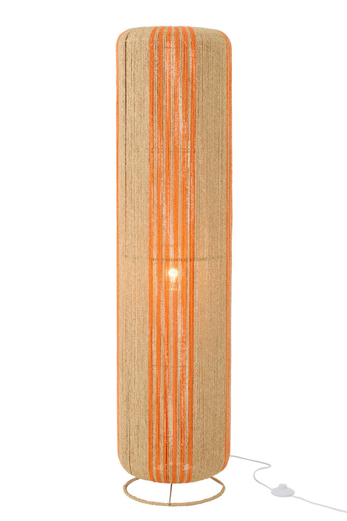 J-Line lamp Touw Cilinder - metaal - oranje/naturel - large