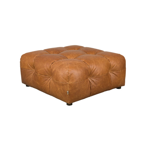 Dutchbone Hackman Hocker Leer Cognac Bruin - vtwonen shop