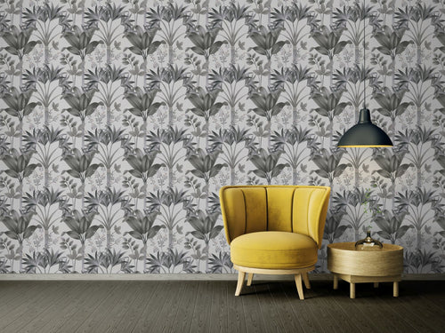 Livingwalls behang bloemmotief grijs, zwart, wit en beige - 53 cm x 10.05 m - AS-391725 - vtwonen shop