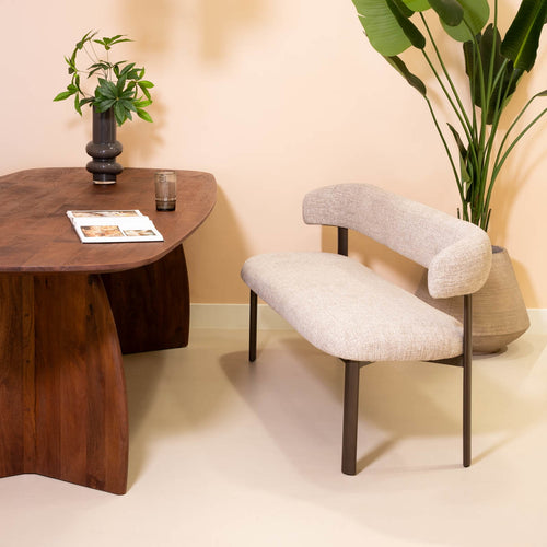 DÉJA Living Eetkamerbank Alamo - Beige/Brons - 200 cm - Japandi