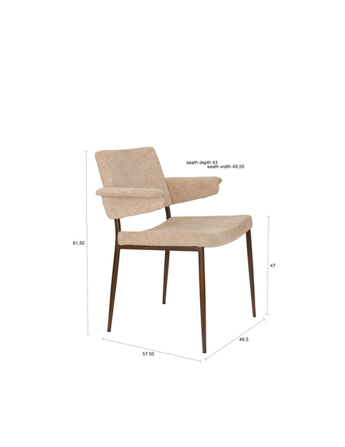 Dutchbone Portland Eetkamerstoel met leuning Beige - Set van 2 - vtwonen shop