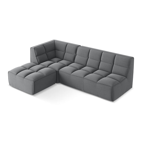 LaMiaSofa Modulaire hoekbank rechts Belluno - velours - staal - 258x178x75
