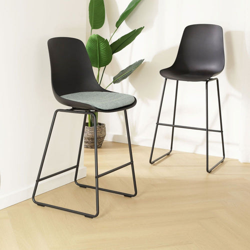 Nolon Nino-Liv Barkruk Zwart - Zacht Groen Kussen - Zwart Frame - 65cm - vtwonen shop