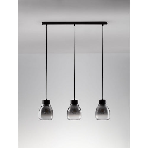 Nova Luce BLACU Hanglamp voor aan het plafond, rookgrijs, zwart, E27, 3x12W