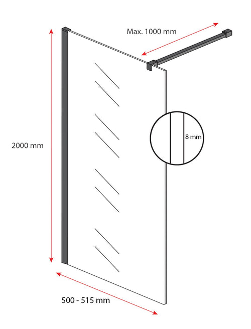 Badplaats Douchewand Florida 50 x 200 cm – Goud – Inloopdouche 8 mm Veiligheidsglas