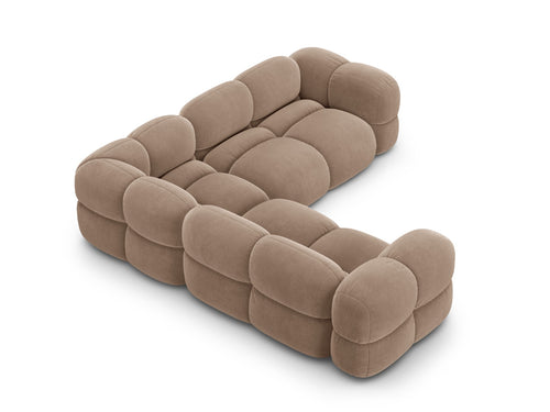 Cosmopolitan Design Hoekbank Loretto 4-zits, flueel donkerbeige - 250x250x68cm