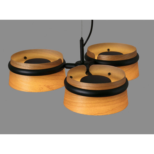 Faro Loop - LED 3 Lichts Dimbare Cluster Hanglamp Zwart, Hout