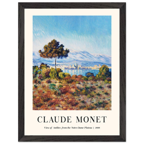 Artfulprints Poster met Lijst Claude Monet - View of Antibes, from the Notre-Dame Plateau   - 30x40 cm - Blauw