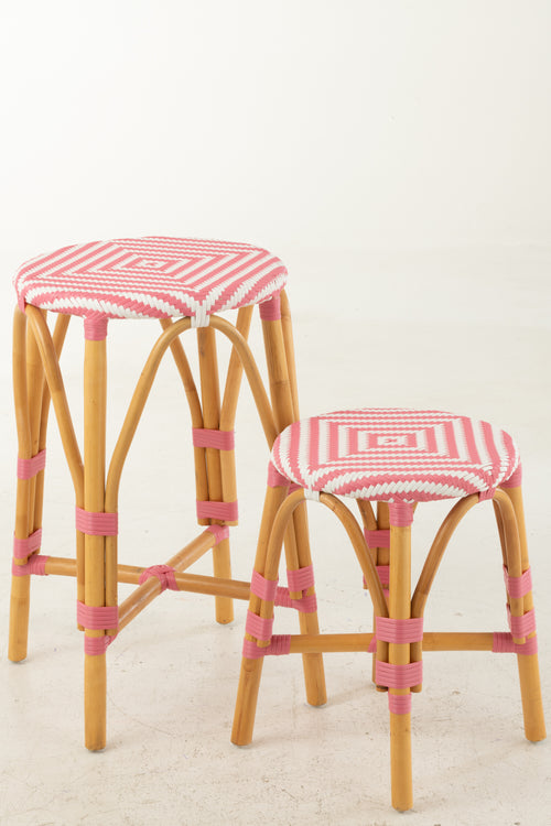 J-Line barkruk Live - rotan/kunststof - naturel/roze - vtwonen shop