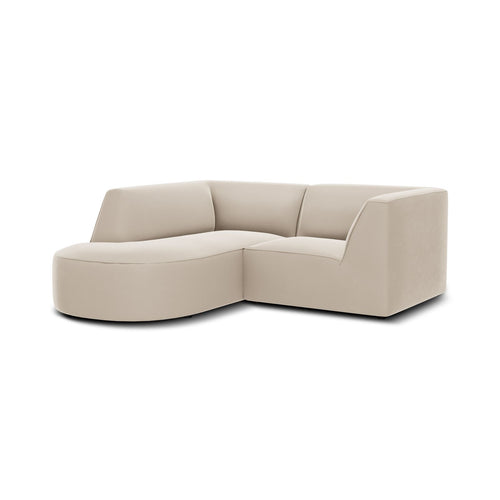 Cosmopolitan Design - Modulaire hoekbank links Siena 3-zits, flueel beige - 180x186x69cm