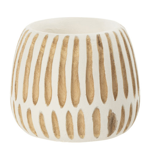 J-Line bloempot Ying - hout - wit - small - Ø 15 cm