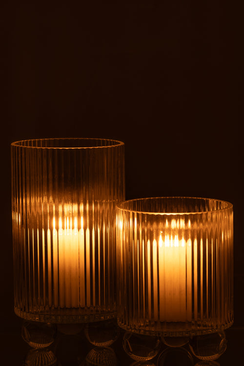 J-Line windlicht Clara - glas - transparant - large - vtwonen shop