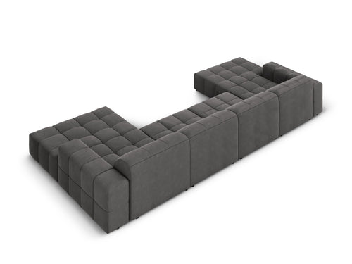 Cosmopolitan Design Panoramische bank Chicago 6-zits, flueel grijs - 167x375x78cm