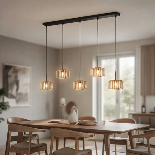 Mexlite hanglamp HaloSwap - 5 lichts - 110  x 160   cm - beige