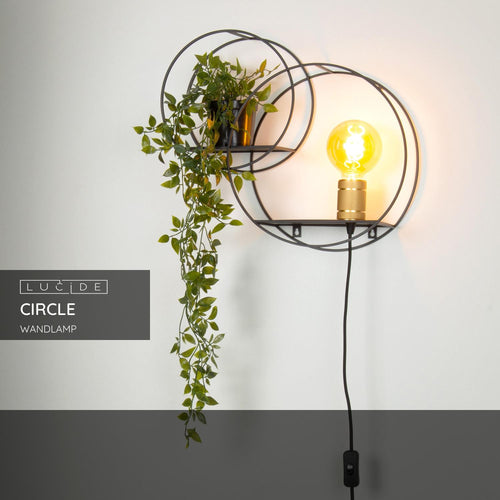 Lucide wandlamp CIRCLE - 1xE27 - Zwart - vtwonen shop
