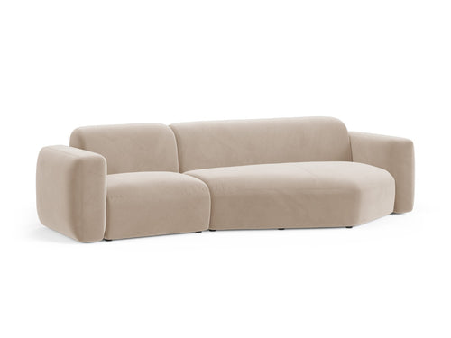 Cosmopolitan Design Modulaire hoekbank rechts Strino 3-zits, flueel beige - 136x308x78cm