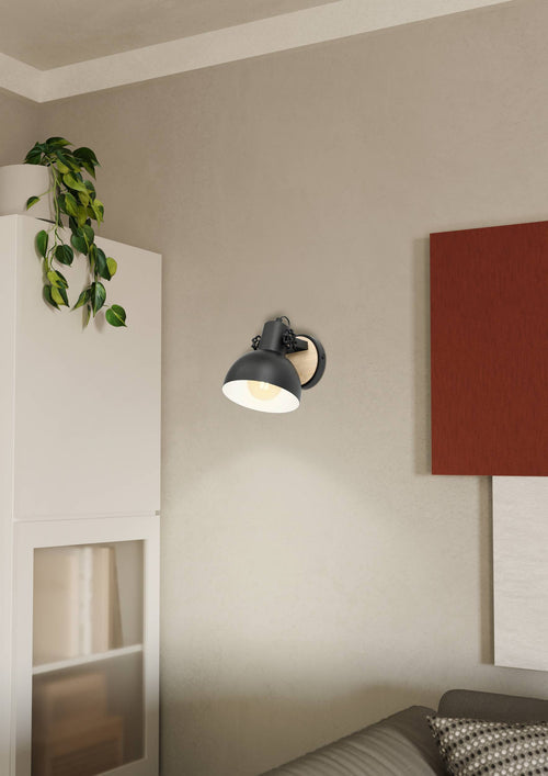 EGLO wandlamp Lubenham - 1 lichts - e27 - zwart, bruin - vtwonen shop