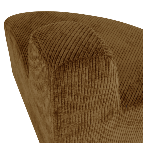WOOOD eetbank hoek rond rugleuning Mojo Base - Rib - Honinggeel - 83x76x76