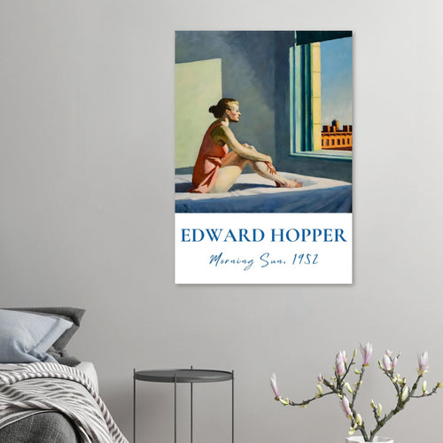 Artfulprints Poster Edward Hopper - Morning sun   - A4 21x29.7 cm - Blauw