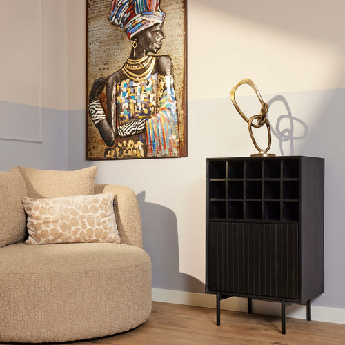 StarFurn Wijnkast Madison - Zwart Hout - 55x35x90cm