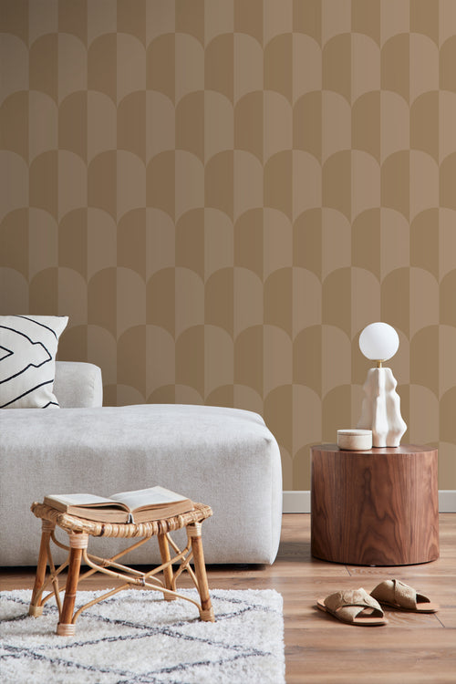 ESTAhome behang art deco bogen donker beige - 50 x 900 cm - 131236