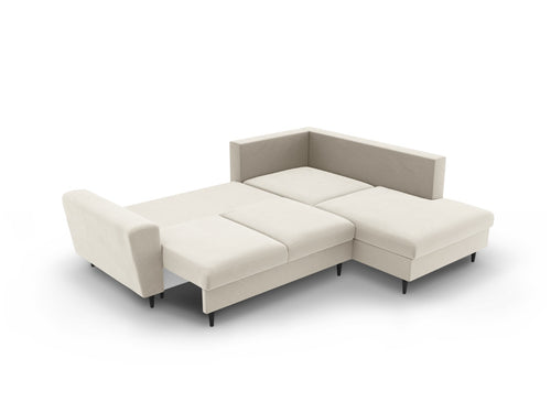 Cosmopolitan Design Converteerbare hoekbank rechts met opbergdoos Kyoto 5-zits, flueel lichtbeige - 194x243x88cm
