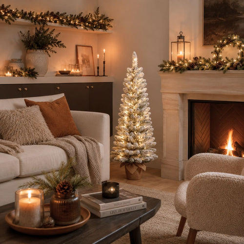 Black Box Trees Gerlos Kunstkerstboom met Verlichting - Kunstboom H120 x D51 cm - Kunst Kerstboom met Besneeuwde Takken - Kerstdecoratie voor Binnen -