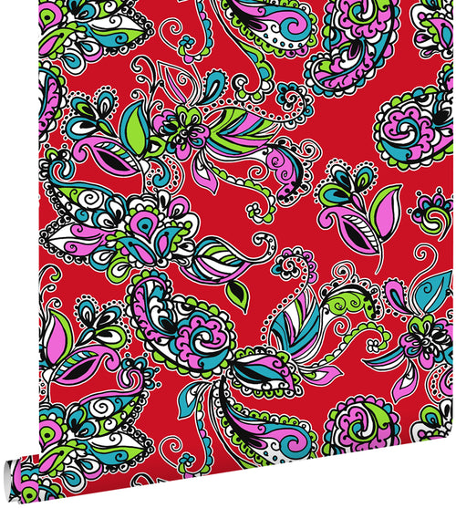 ESTAhome behang funky bloemen en paisleys multicolor - 53 cm x 10.05 m - 136841