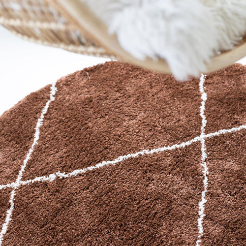 Interieur05 Berber vloerkleed rond hoogpolig Roest/Cream - scandinavisch - nea - 120 x 120 cm - vtwonen shop