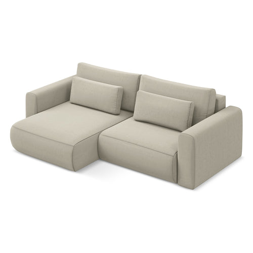 LaMiaSofa hoekbank links Perugia - velours - parel - 240x149x82