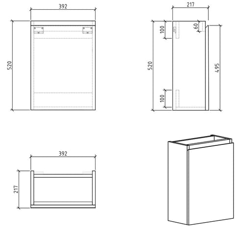 Badplaats Toiletmeubel Angela 40 x 22 cm – Kastanje Eiken – Fonteinmeubel met Wastafel