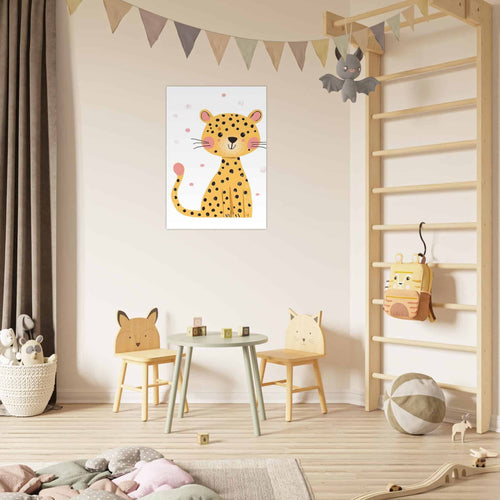 Artfulprints Poster Kleine luipaard   - A4 21x29.7 cm - Geel